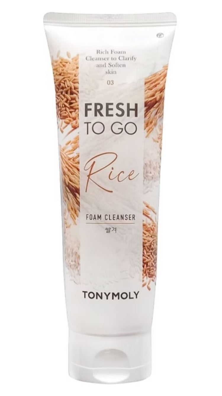 Tonymoly, kit de espuma de limpieza Fresh to go arroz 170 gr+ tónico facial Wonder arroz  500ml+ 3 mascarillas de tela de  arroz