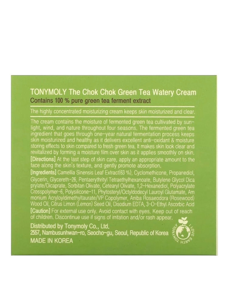 Tonymoly, kit The Chok Chok - Green Tea crema hidratante 60 ml + Tonico hidratante té verde 500ml