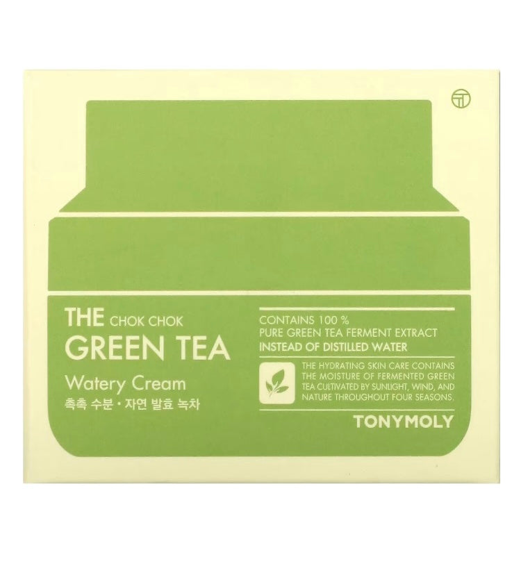 Tonymoly, kit The Chok Chok - Green Tea crema hidratante 60 ml + Tonico hidratante té verde 500ml