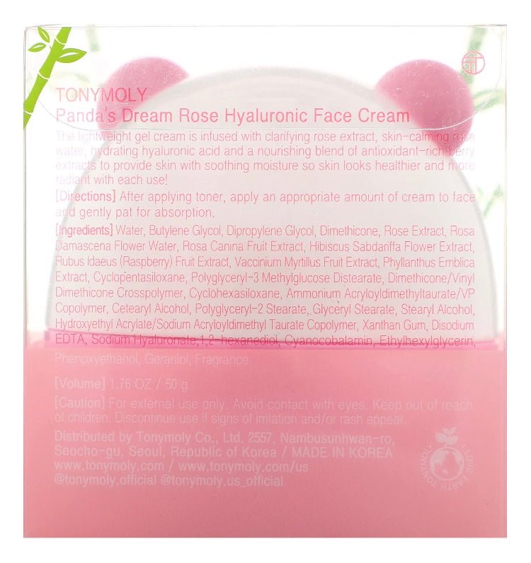 Tonymoly, Panda’s dream, crema facial con rosas y ácido hialuronico, 50 g