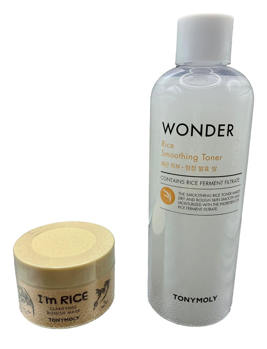 Tonymoly, kit de tónico facial wonder Rice 500ml y mascarilla de arroz I'm rice 100ml